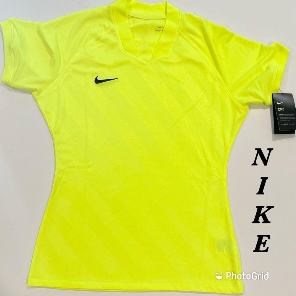 Nike Dri Fit Yellow Game Day Jersey Alternating Matte & Shine Jacquard Design